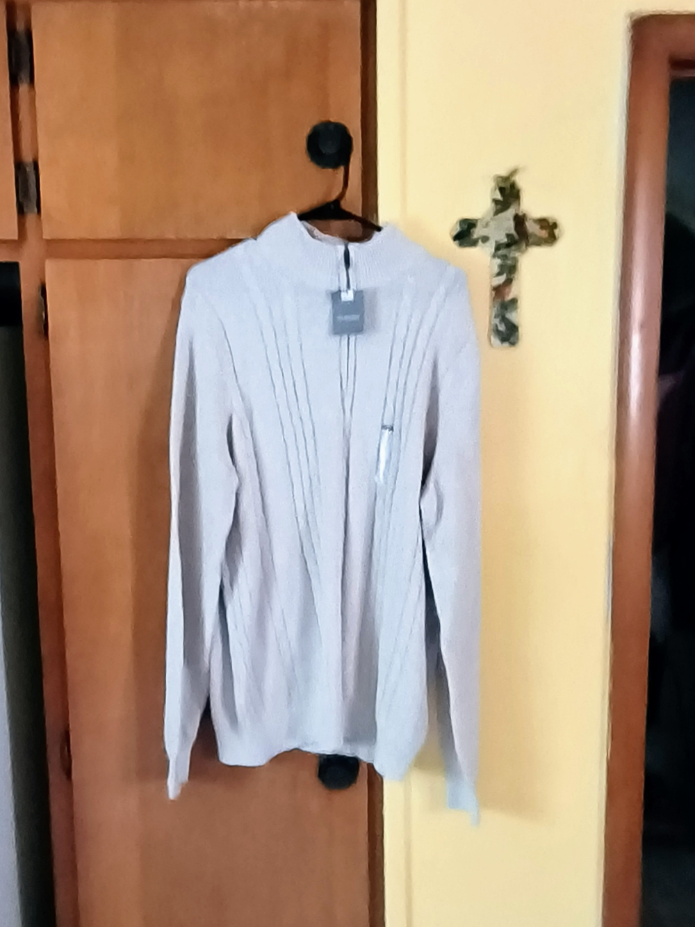 Van Heusen Cream Knit Quarter-Zip Sweater New XL With Tags